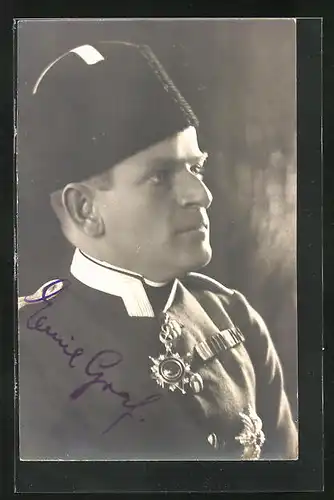 Foto-AK Opernsänger Emil Graf in Galauniform, Autograph