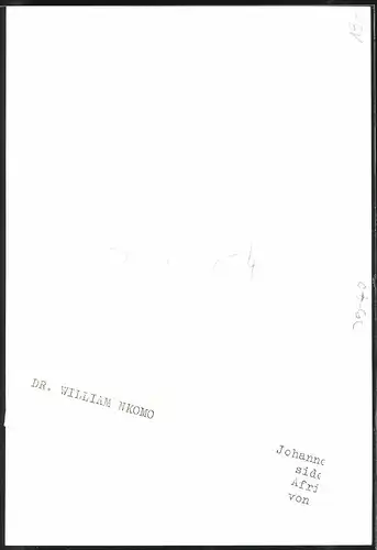 Fotografie Portrait Dr. William Nkomo, Gründer der militanten Jugendliga des Nationalkongresses von Südafrika