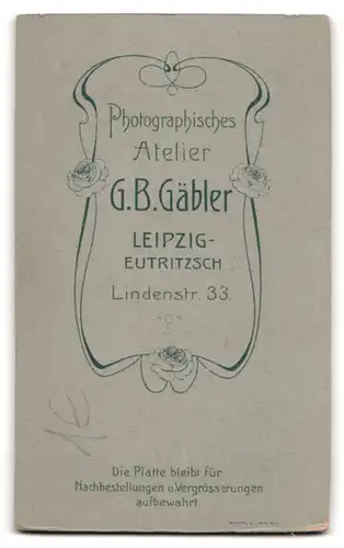 Fotografie G. B. Gäbler, Leipzig, Lindenstr. 33, Portrait Soldat in Uniform Rgt. 179 mit Bajonett und Portepee