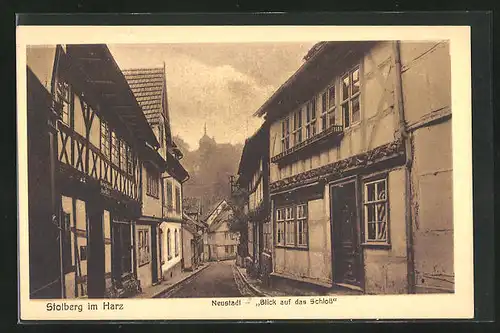 AK Stolberg im Harz, Neustadt mit Blick auf das Schloss