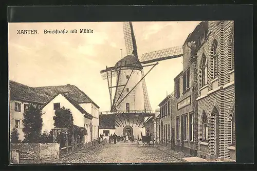 AK Xanten, Brückstrasse mit Windmühle