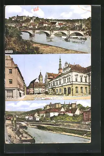 AK Pirna, Markt mit Stadtkirche