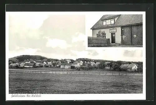 AK Goldhausen, Gasthaus u. Lebensmittel v. Wilhelm Wäscher, Panorama