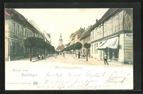 AK Gardelegen, Magdeburgerstrasse gegen Turm