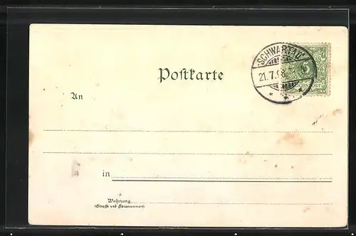 Lithographie Schwartau, Geertz Hotel, Gasthaus Waldhalle, Pariener Berg