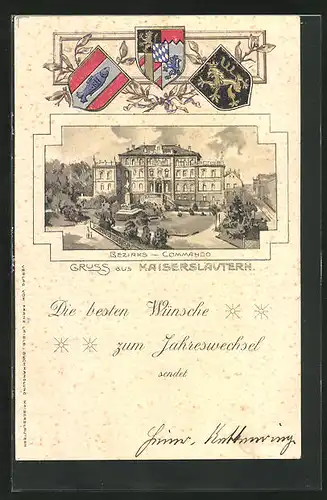 Passepartout-Lithographie Kaiserslautern, Bezirks-Commando, Wappen