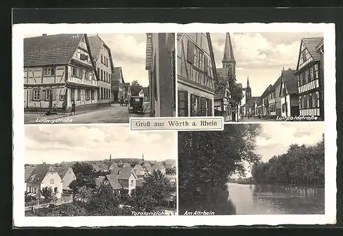 AK Wörth a. Rhein, Ludwigstrasse, Luitpoldstrasse, Teilansicht