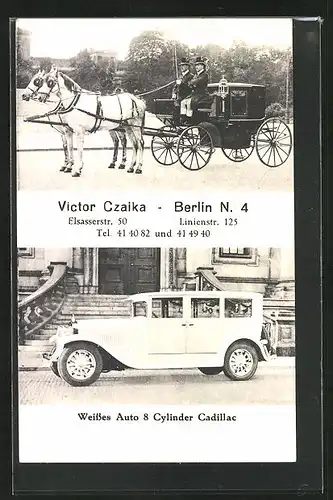 AK Berlin, Vermietung von Brautwagen und Brautautos Victor Czaika, Linienstrasse 125