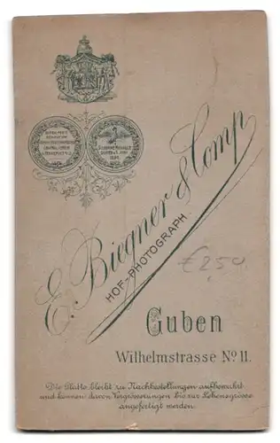 Fotografie E. Biegner & Comp., Guben, Wilhelmstrasse 11, Portrait süsses Kleinkind im weissen Hemd mit Ball