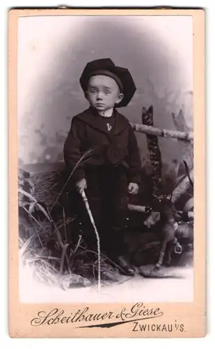 Fotografie Scheithauer & Giese, Zwickau i /S., Aeussere Plauensche Strasse 24, Portrait kleiner Junge im Matrosenhemd