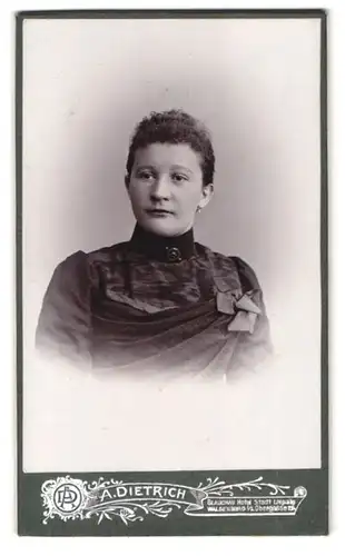 Fotografie Alwin Dietrich, Waldenburg i /S., Obergasse 29, Portrait junge Dame mit zurückgebundenem Haar