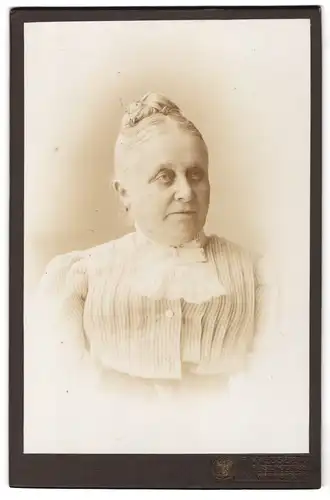 Fotografie F. Maesser, Wernigerode, Portrait ältere Dame mit Hochsteckfrisur