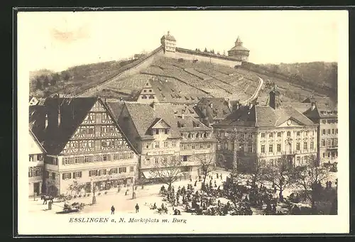 AK Esslingen a. N., Marktplatz mit Burg