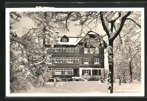 AK Oberstdorf, Hubertushaus im Winter