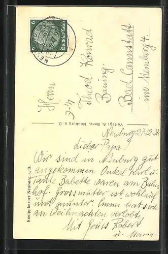 AK Neuburg a. D., Strassenblick durchs Stadttor