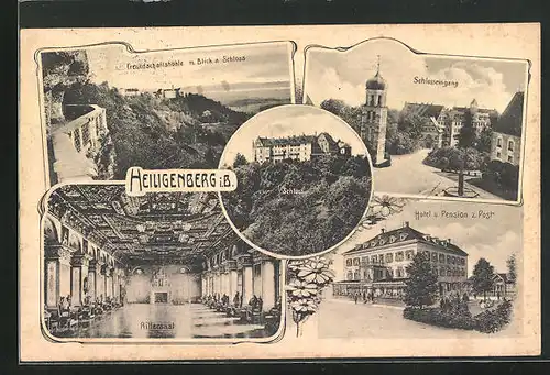 AK Heiligenberg i. B., Hotel und Pension zur Post, Innenansicht Rittersaal, Schloss