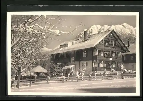 AK Oberstdorf, Hotel-Pension Bergidyll im Winter