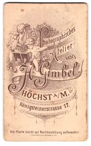 Fotografie H. Gimbel, Höchst a. M., Königsteinerstr. 17, Putten an einer Plattenkamera
