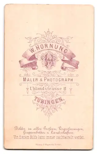 Fotografie W. Hornung, Tübingen, Uhlandstrasse 11, Portrait bürgerliche Dame mit Hochsteckfrisur