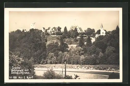 AK Grünwald /Isartal, Blick auf Schloss und Kirche