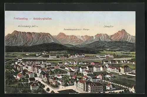 AK Freilassing-Salzburghofen, Untersberg, Berchtesgardener Berge und Staufer