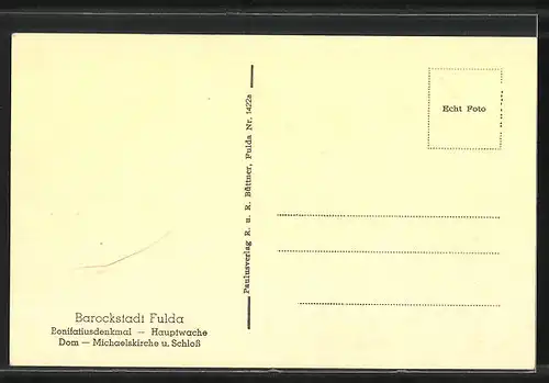 AK Fulda, Bonifatiusdenkmal, Hauptwache, Dom, Michaeliskirche