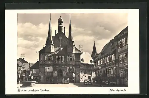 AK Wernigerode, Rathaus mit Marktplatz