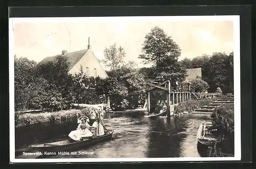 AK Neu Zauche, Gasthaus Kanno Mühle mit Schleuse