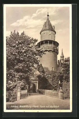 AK Wiesenburg /Mark, Schloss, Turm mit Auffahrt