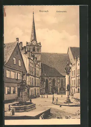 AK Kronach, Kirchenplatz mit Denkmal