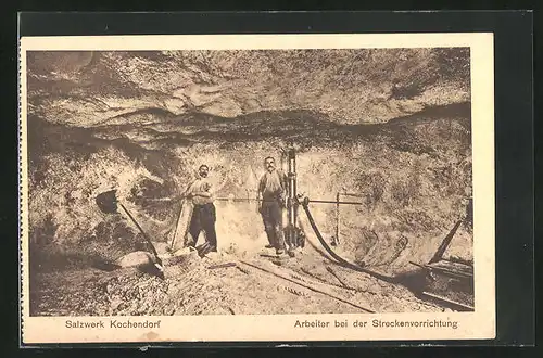 AK Kochendorf, Salzbergwerk, Arbeiter bei der Streckenvorrichtung