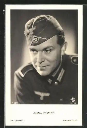 AK Schauspieler Gustav Fröhlich in Uniform mit Käppi