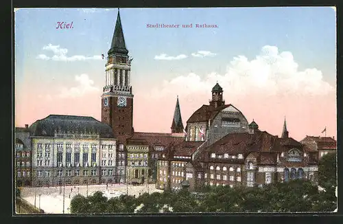AK Kiel, Stadttheater und Rathaus