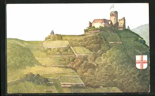 Künstler-AK Bernkastel, Burg Landshut