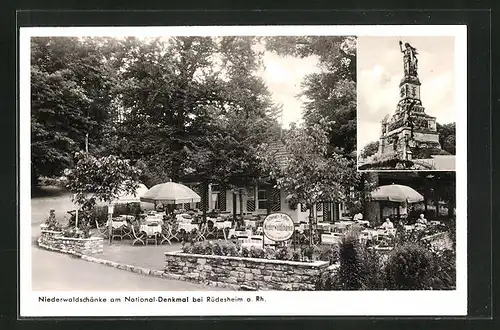 AK Rüdesheim a. Rh., Gasthaus Niederwaldschänke am National-Denkmal