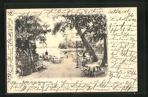 AK Eutin, An der Vosshausbrücke mit Gartenwirtschaft