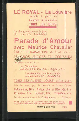 AK Schauspieler Maurice Chevalier in Parade d`Amour