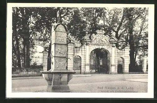 AK Bad Nassau a. d. Lahn, Schloss mit Gedächtnisbrunnen