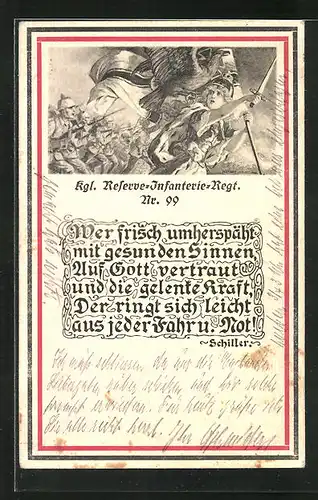 Künstler-AK Kgl. Reserve-Infanterie-Regt. Nr. 99, Germania im Sturm