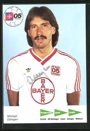 AK Fussballmannschaft des FC Bayer Uerdingen 05, Saison 1986 /87, Michael Dämgen, Autograph