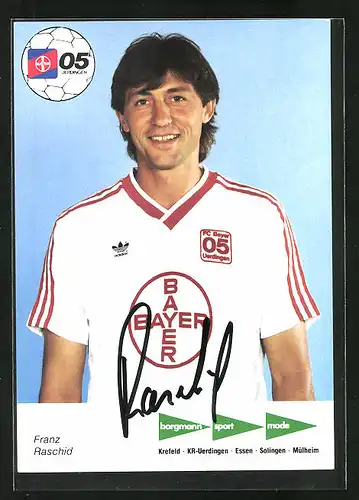 AK Fussballmannschaft des FC Bayer Uerdingen 05, Saison 1986 /87, Franz Raschid, Autograph