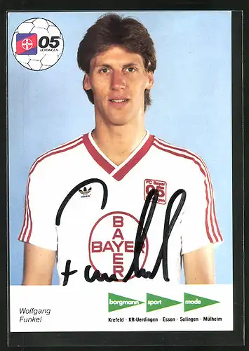 AK Fussballmannschaft des FC Bayer Uerdingen 05, Saison 1986 /87, Wolfgang Funkel, Autograph