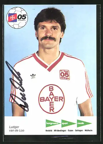 AK Fussballmannschaft des FC Bayer Uerdingen 05, Saison 1986 /87, Ludger van de Loo, Autograph