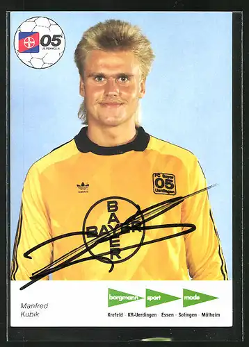 AK Fussballmannschaft des FC Bayer Uerdingen 05, Saison 1986 /87, Manfred Kubik, Autograph