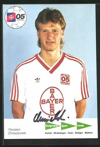 AK Fussballmannschaft des FC Bayer Uerdingen 05, Saison 1986 /87, Thorsten Chmielewski, Autograph