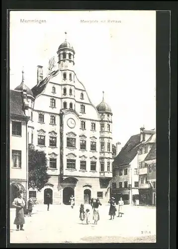 AK Memmingen, Marktplatz mit Rathaus
