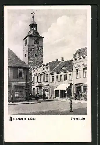 AK Schönebeck a. Elbe, Strasseneck Am Salztor