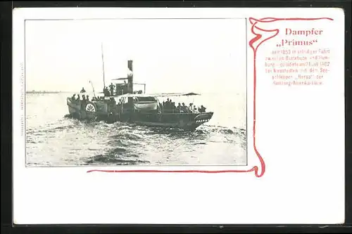 AK Dampfer Primus kollidierte am 21.7.1902 auf der Elbe mit dem Seeschlepper Hansa
