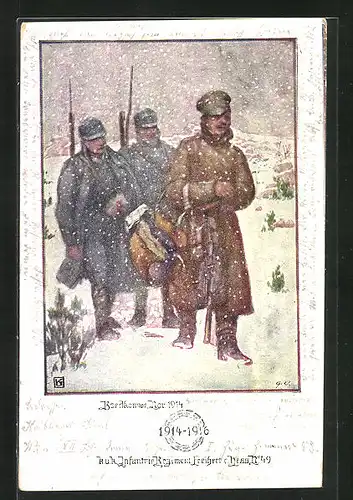 Künstler-AK Karl Friedrich Gsur: Soldaten beim Wintermarsch