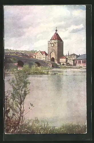 AK Esslingen /Neckar, Pliensautor mit Neckarbrücke